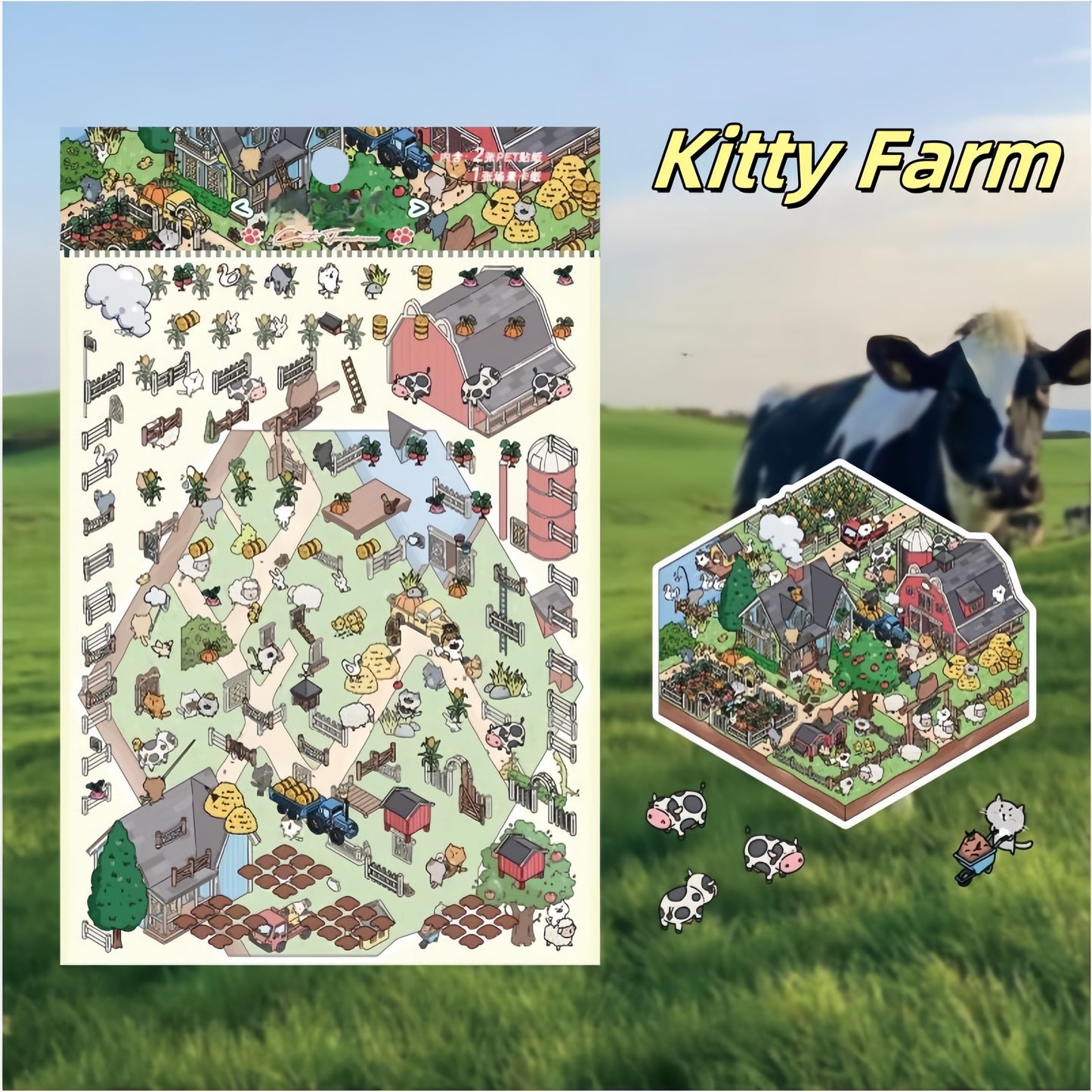 Kitty Town Adventures 3D Sticker | 4 Cute Miniature Sticker