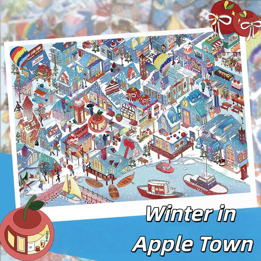 Apple Town 3D Sticker | 2 Cute Miniature Scenes