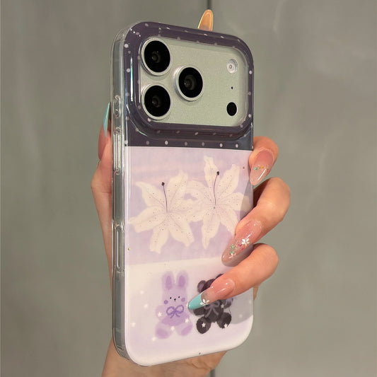 Cartoon Bear Rabbit Lily Acrylic Phone Case