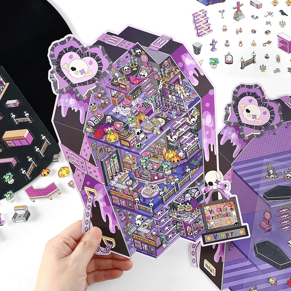 Tiny Shops 3D Sticker | 4 Cute Miniature Scenes
