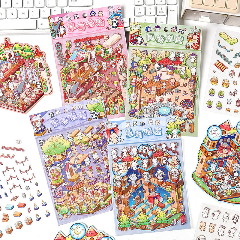 Dream Castle 3D Sticker | 4 Cute Miniature Scenes