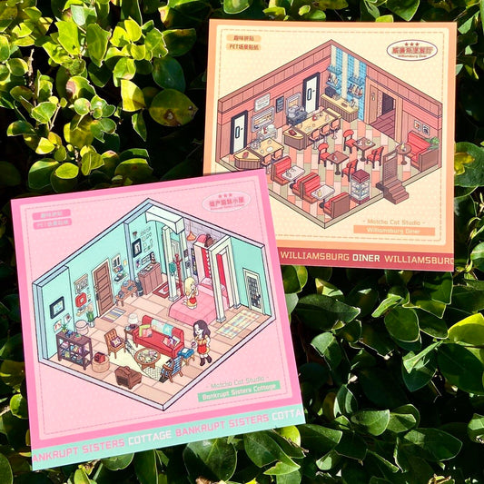 Brooklyn Cottage Restaurant 3D Sticker | 2 Cute Miniature Scenes