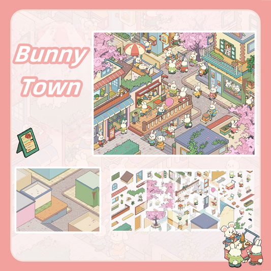 Bunny’s Village 3D Sticker | 2 Cute Miniature Scenes