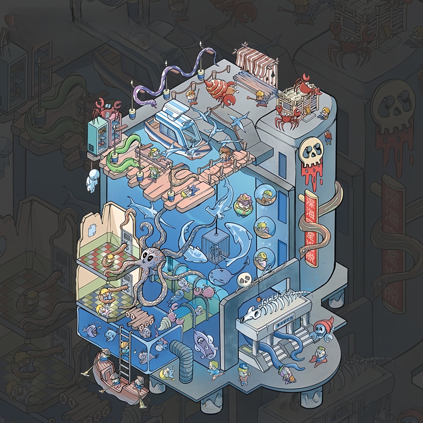 Micro Horror 3D Sticker | 4 Cute Miniature Scenes