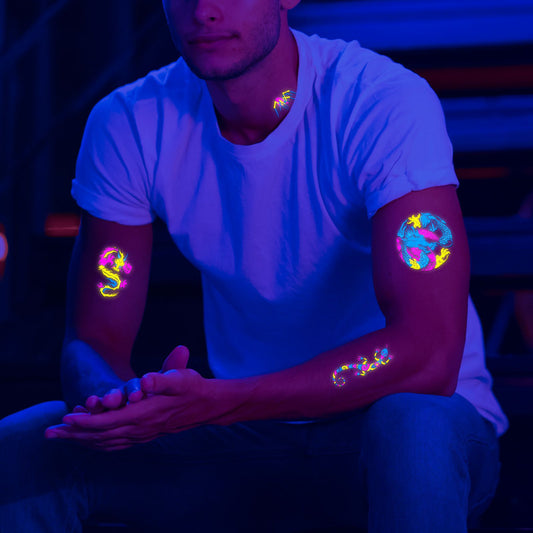 Glitter Rave UV Reactive Temporary Tattoo 4.0