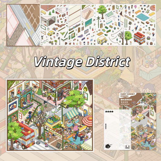 Scenic Towns 3D Sticker | 4 Cute Miniature Scenes