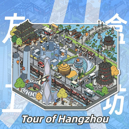 Paws on the Road 3D Sticker | 2 Cute Miniature Scenes