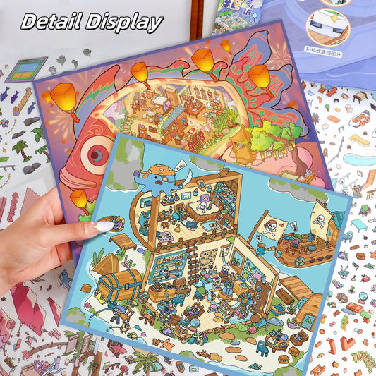 DreamLand 3D Sticker | 4 Cute Miniature Scenes