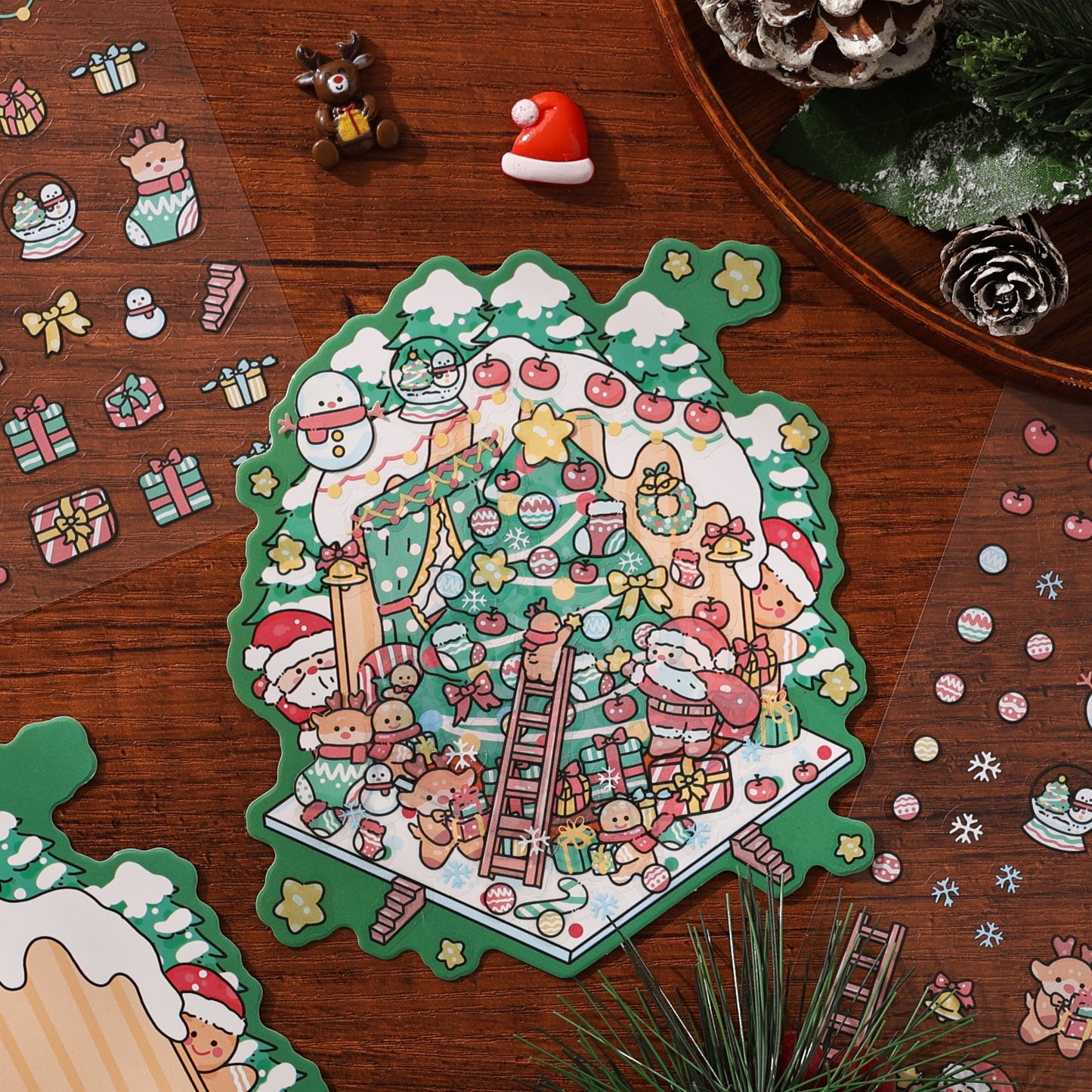 Merry Chrismas 3D Sticker | 4 Cute Miniature Scenes
