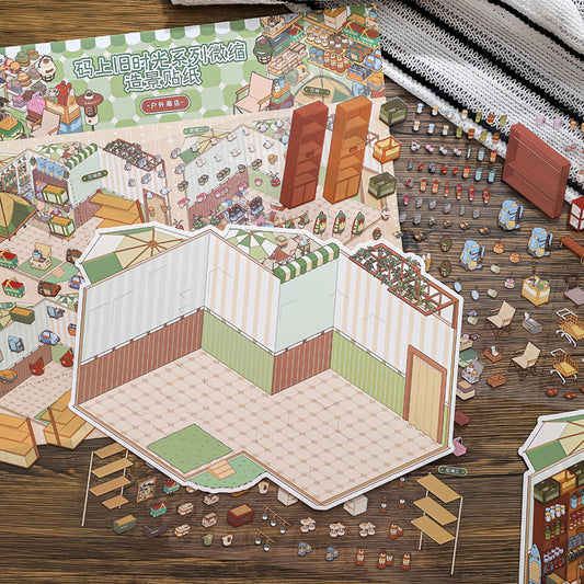 Shelf Display 3D Sticker | 2 Cute Miniature Scenes