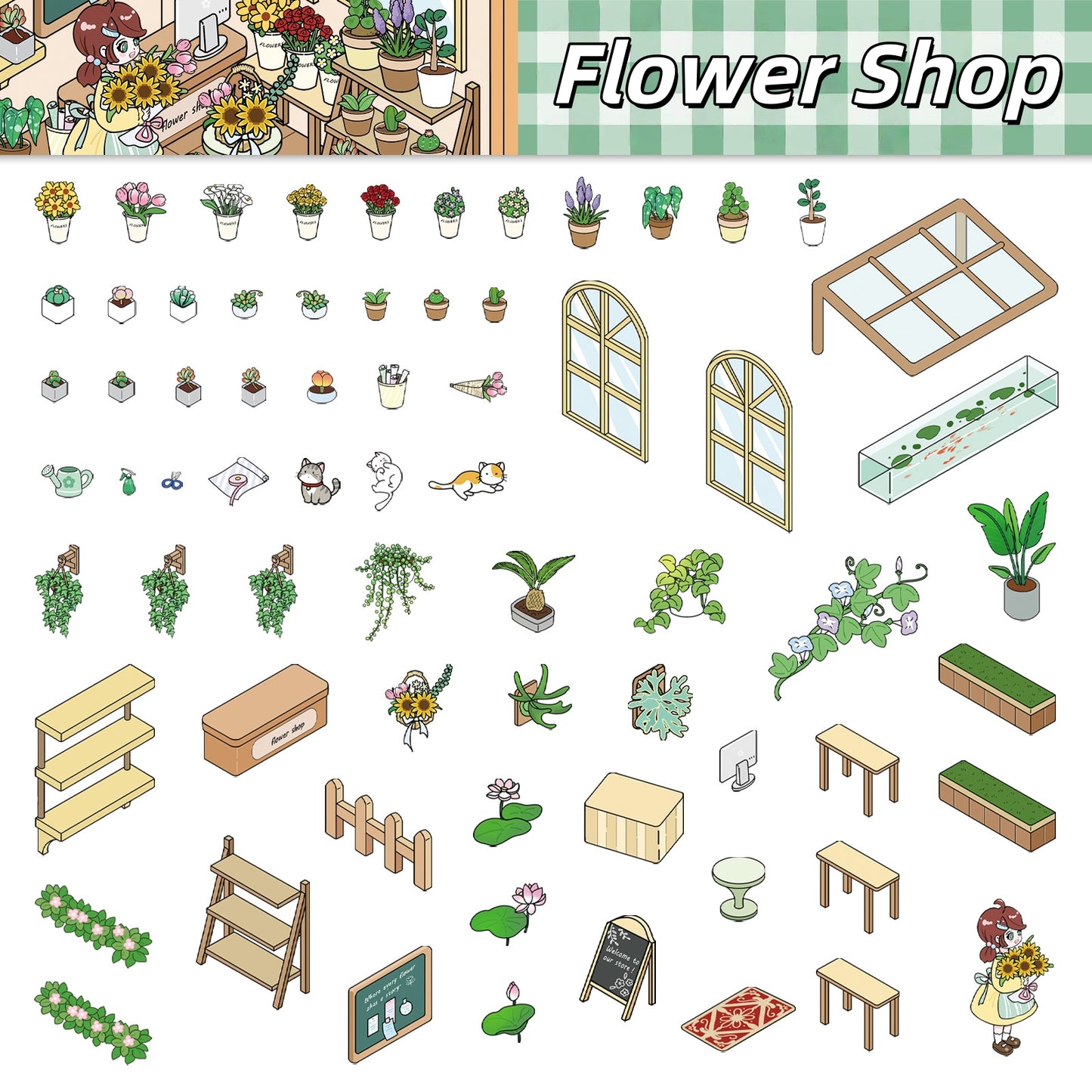 Flower Shop 3D Sticker