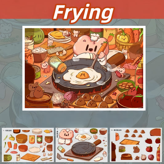 Cooking 3D Sticker | 3 Cute Miniature Scenes