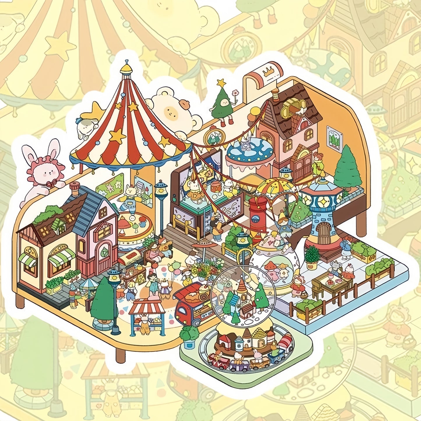 Mysterious Place 3D Sticker | 4 Cute Miniature Scenes