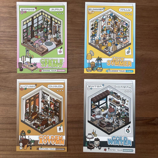 Travel Journal 3D Sticker | 4 Cute Miniature Scenes
