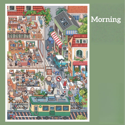 A Day in a Little Town 3D Sticker | 4 Cute Miniature Scenes