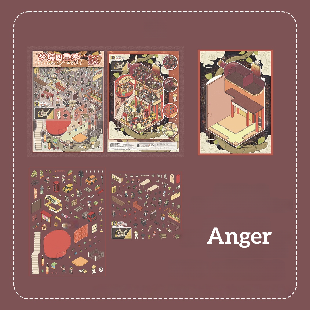 Dream Quartet 3D Sticker | 4 Cute Miniature Scenes