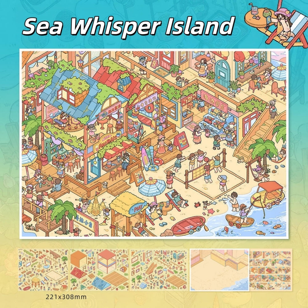 Island Breezes 3D Sticker | 2 Cute Miniature Scenes