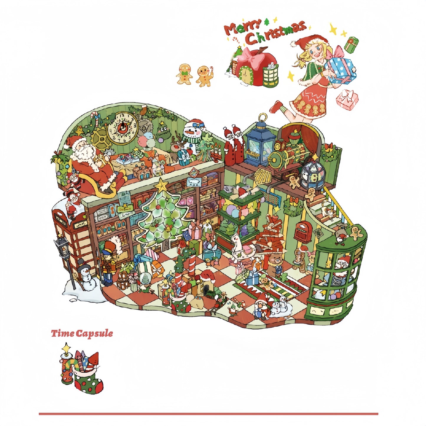Time Capsule Cabin 3D Sticker | 4 Cute Miniature Scenes