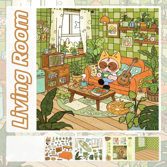 Meow Fun Time 3D Sticker | 4 Cute Miniature Scenes