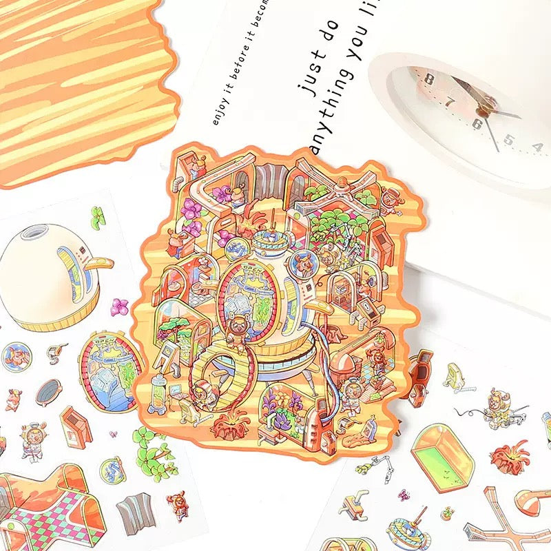 Fun Market 3D Sticker | 4 Cute Miniature Scenes