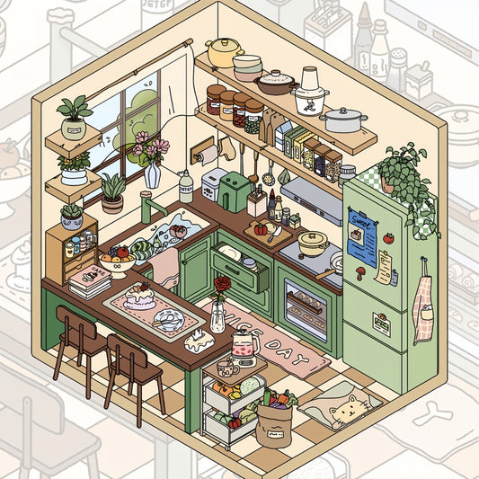 Comfortable Home 3D Sticker | 3 Cute Miniature Scenes