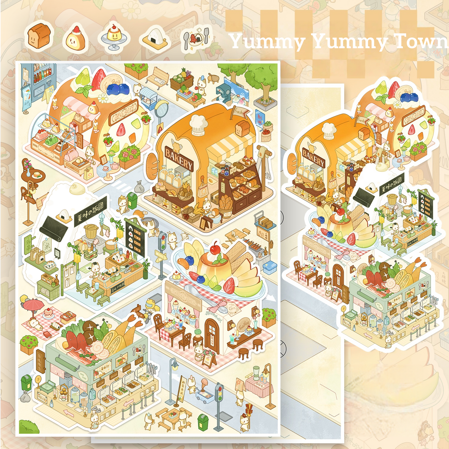 Gourmet Fairyland 3D Sticker | 4 Cute Miniature Scenes