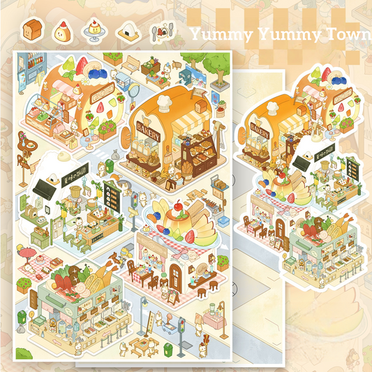 Gourmet Fairyland 3D Sticker | 4 Cute Miniature Scenes