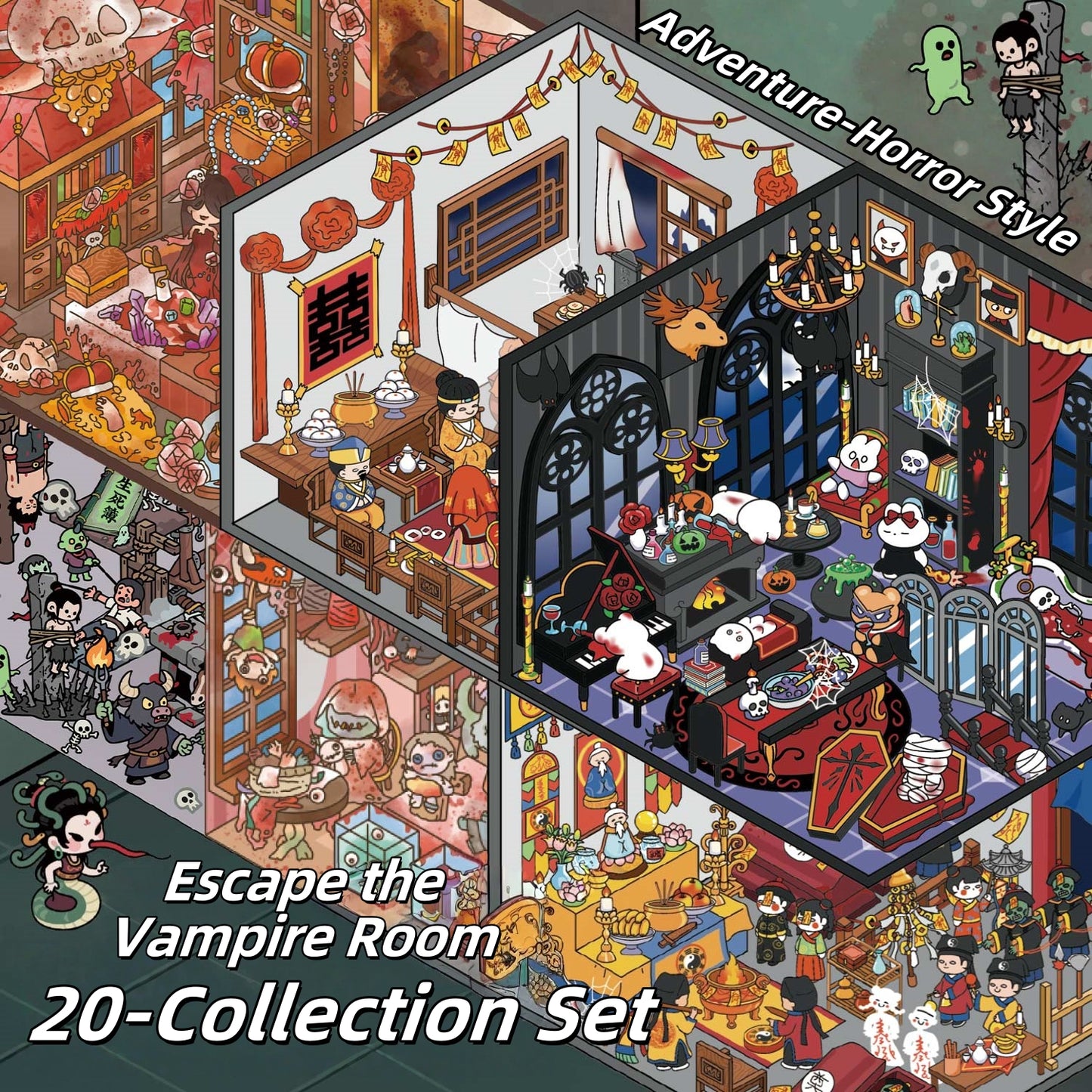 Horror Adventure 3D Sticker Book (20 Themes)