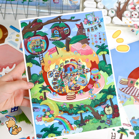 Cakey Wonderland 3D Sticker | 2 Cute Miniature Scenes