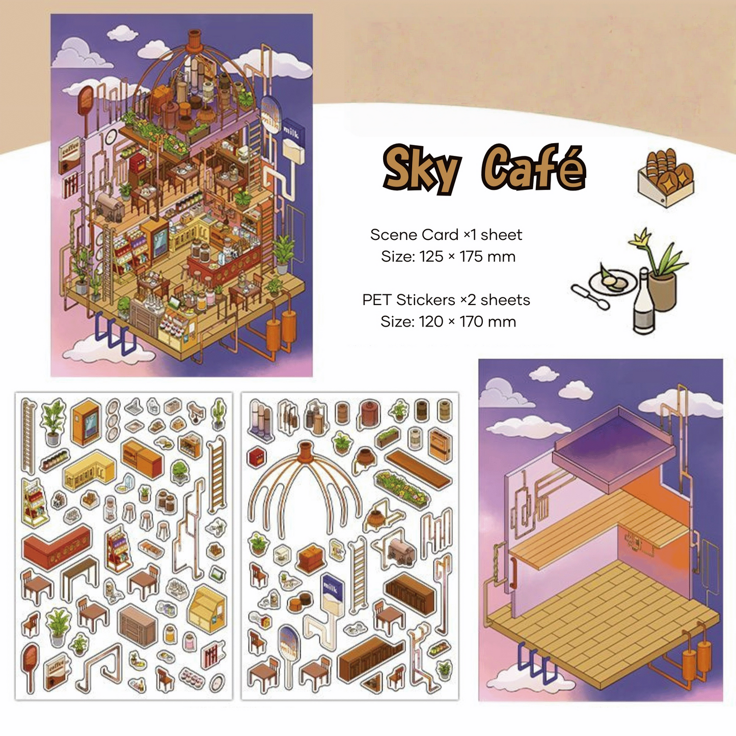 Horror Bazaar 3D Sticker | 4 Cute Miniature Scenes