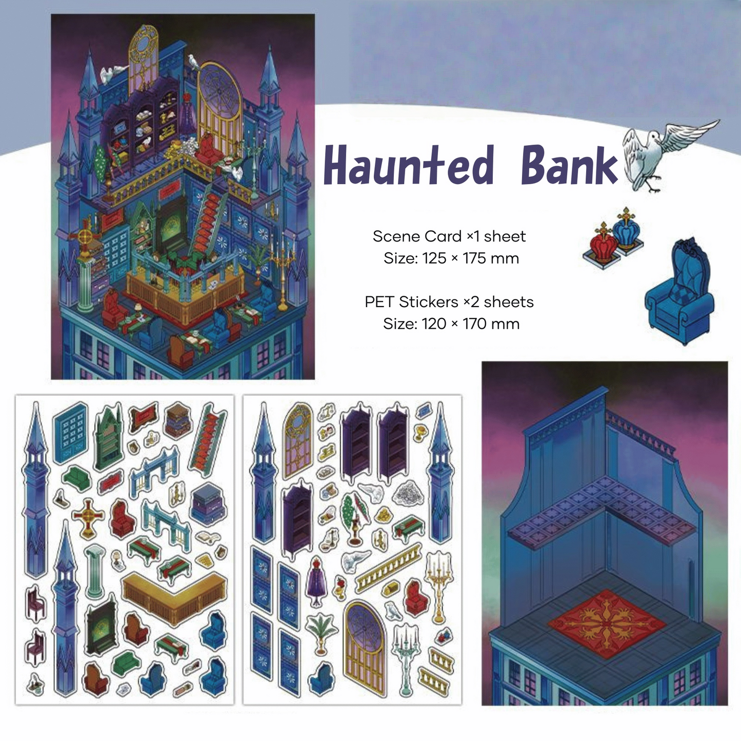 Horror Bazaar 3D Sticker | 4 Cute Miniature Scenes