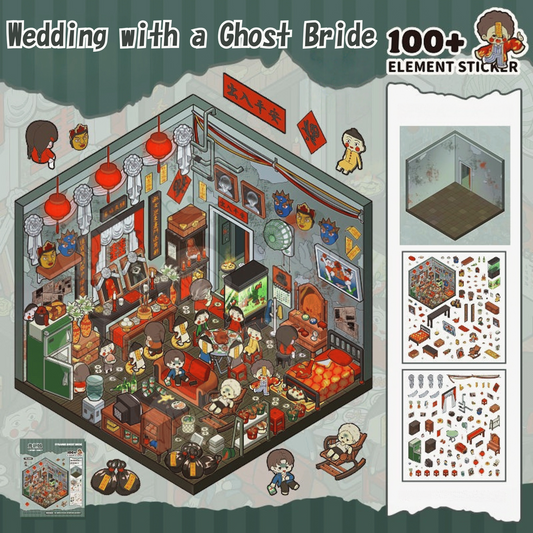 Horror Adventure 3D Sticker | 4 Cute Miniature Scenes