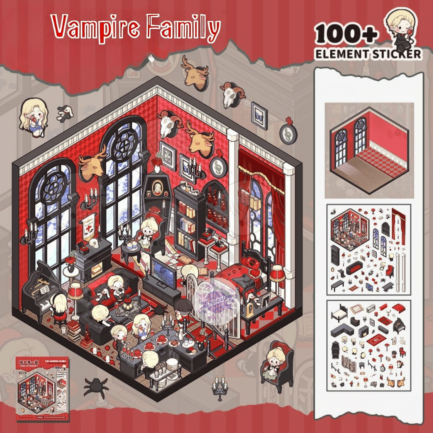 Horror Adventure 3D Sticker | 4 Cute Miniature Scenes
