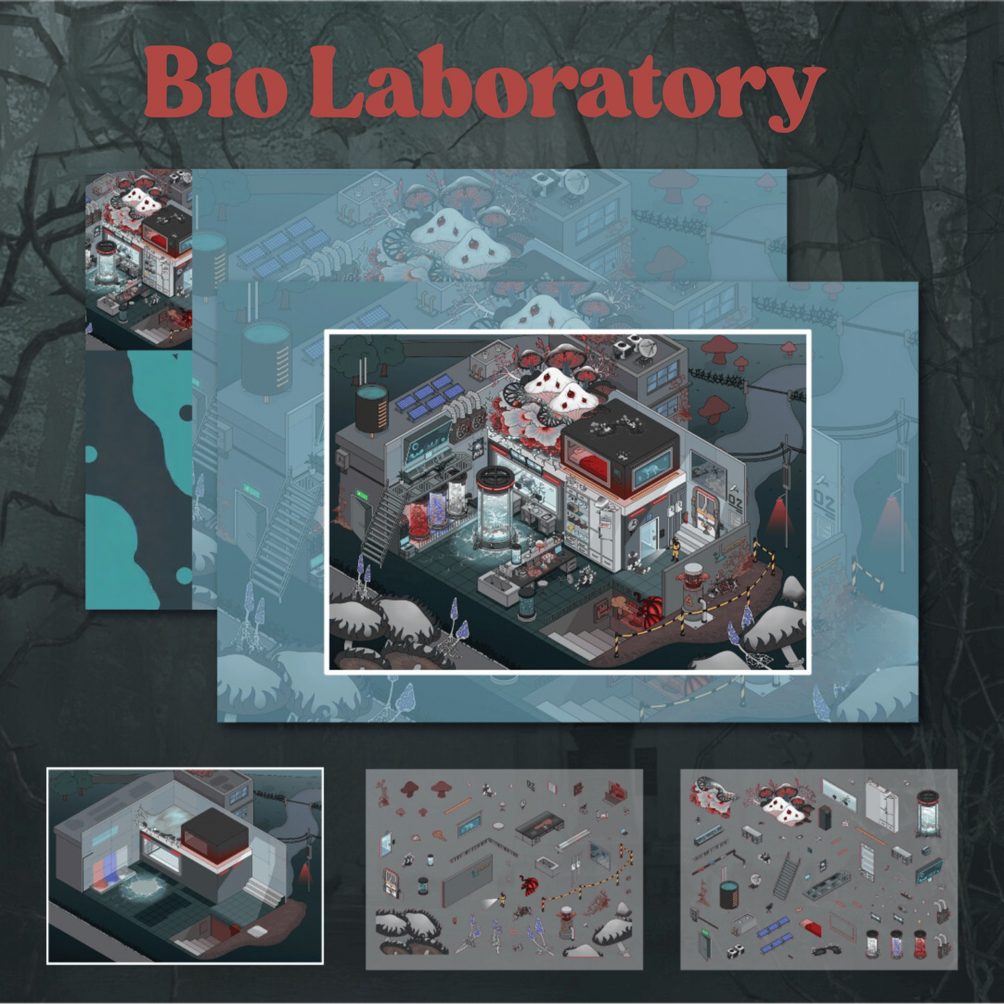 Biochemical Horror 3D Sticker | 3 Cute Miniature Scenes