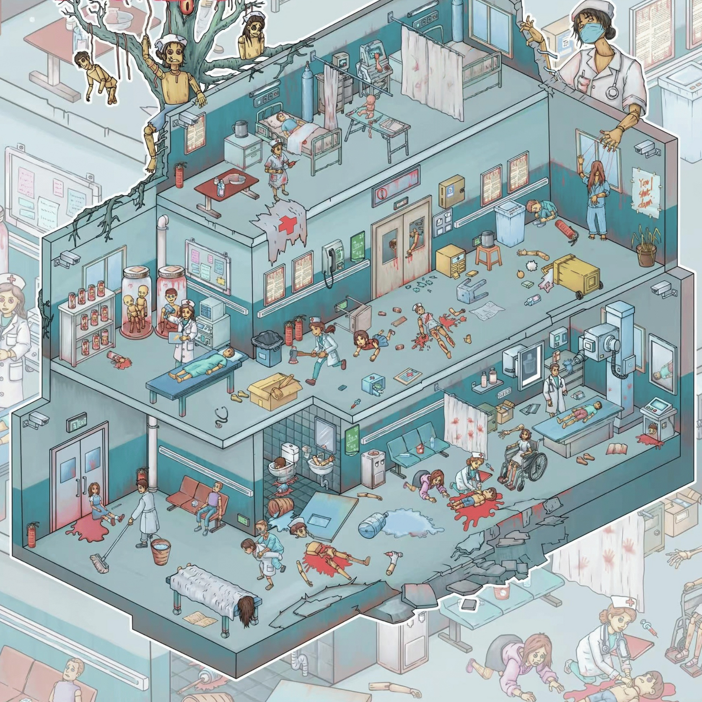 Biochemical Horror 3D Sticker | 3 Cute Miniature Scenes
