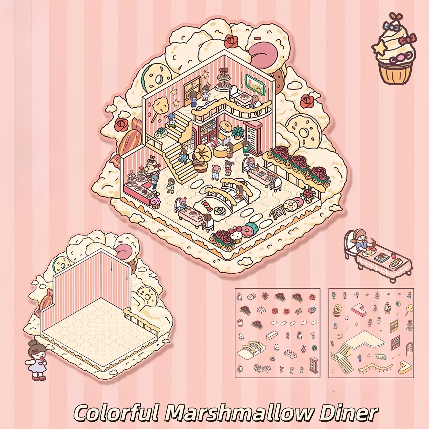 Colorful Little Wonders 3D Sticker | 4 Cute Miniature Scenes