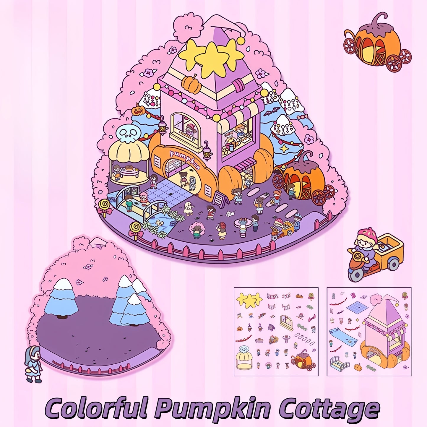 Colorful Little Wonders 3D Sticker | 4 Cute Miniature Scenes