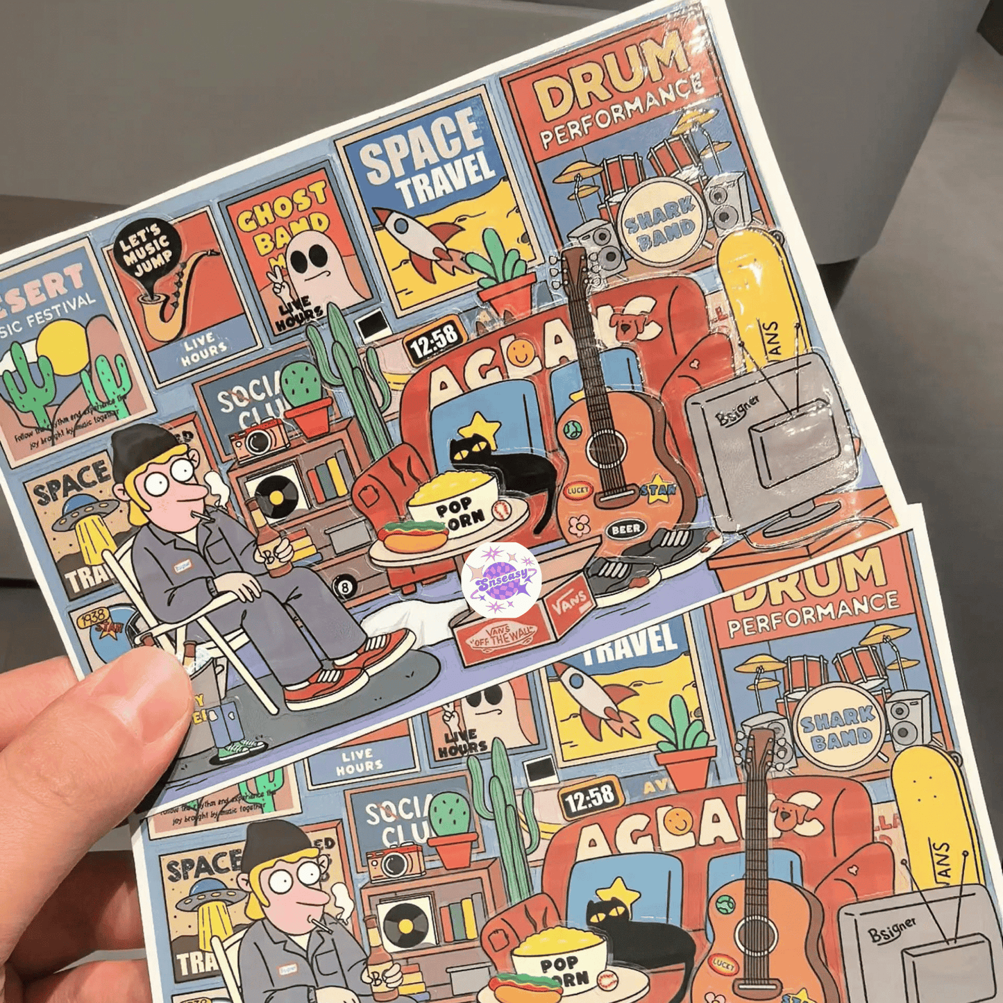 American Retro 3D Sticker | 4 Cute Miniature Scenes