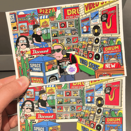 American Retro 3D Sticker | 4 Cute Miniature Scenes