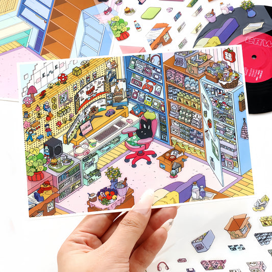 Dream Home 3D Sticker | 4 Cute Miniature Scenes