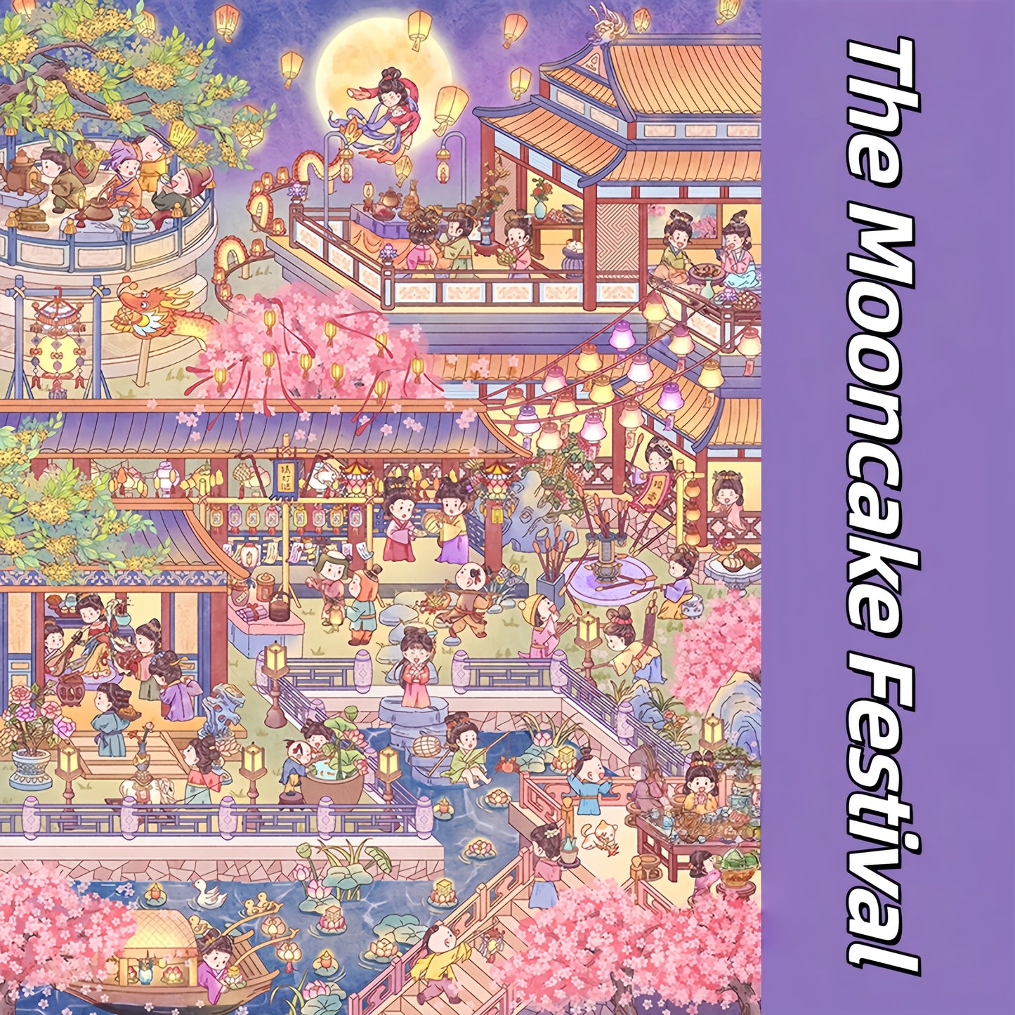 Mid-Autumn Festival 3D Sticker | 2 Cute Miniature Scenes