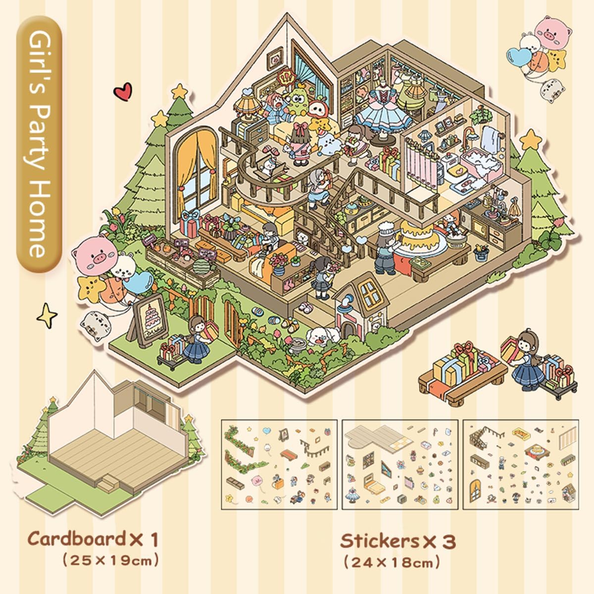 Dream House 3D Sticker | 2 Cute Miniature Scenes