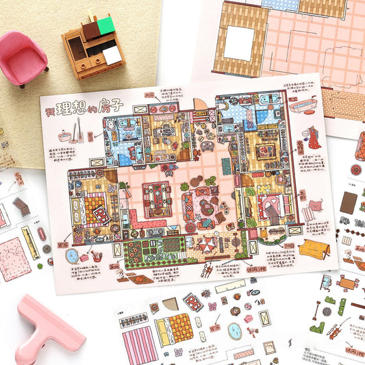 Dreamy Homes 3D Sticker | 2 Cute Miniature Scenes