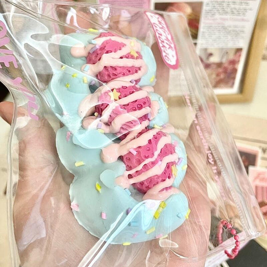 Blue Strawberry Cream Bar Squishy