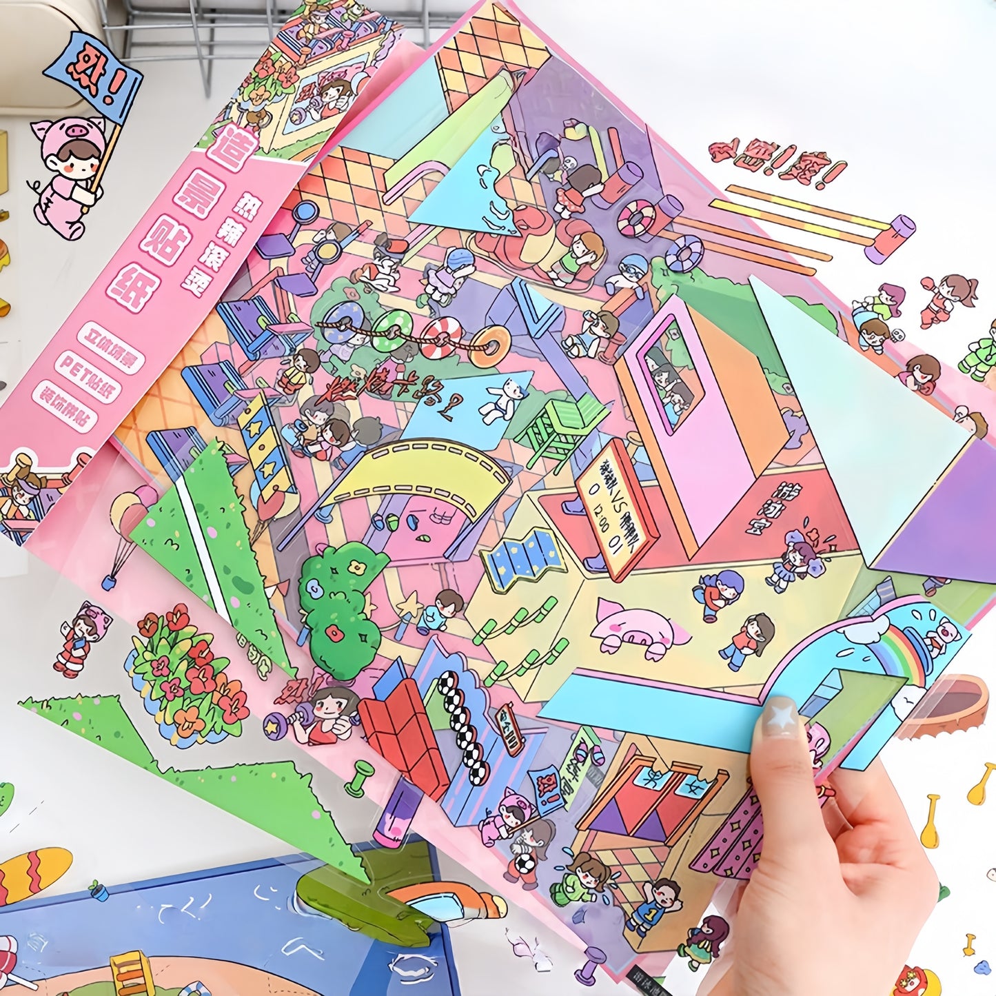 Whimsy World 3D Sticker | 2 Cute Miniature Scenes