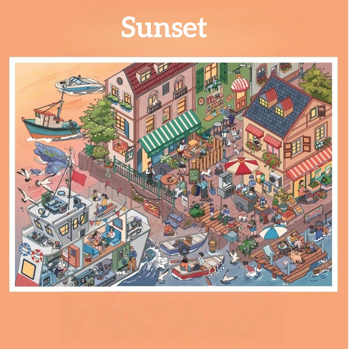 A Day in a Little Town 3D Sticker | 4 Cute Miniature Scenes