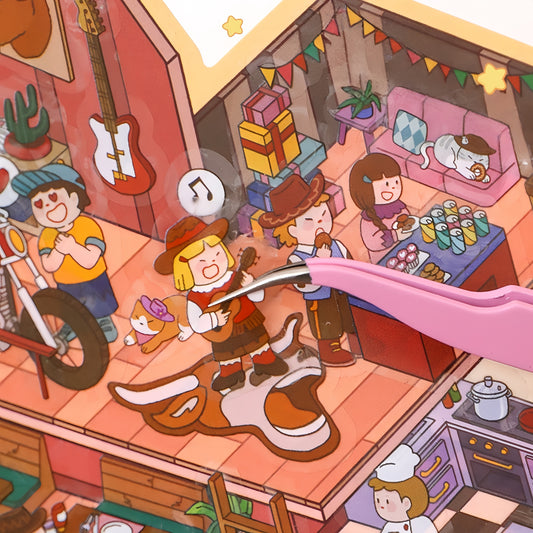 Lazy Frontier 3D Sticker | 2 Cute Miniature Scenes