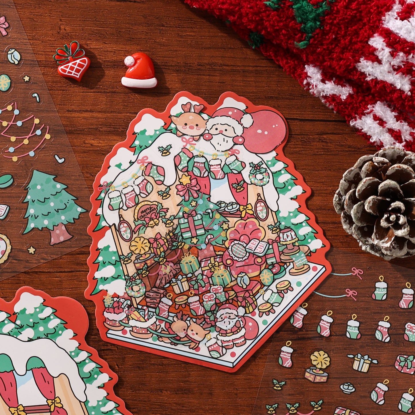 Merry Chrismas 3D Sticker | 4 Cute Miniature Scenes