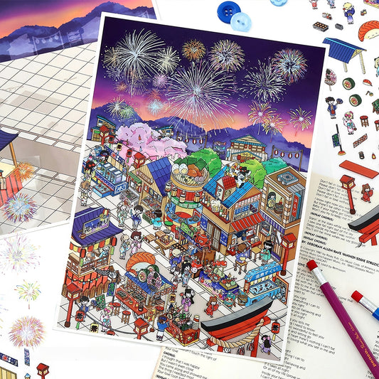 Life in Japan 3D Sticker | 4 Cute Miniature Scenes