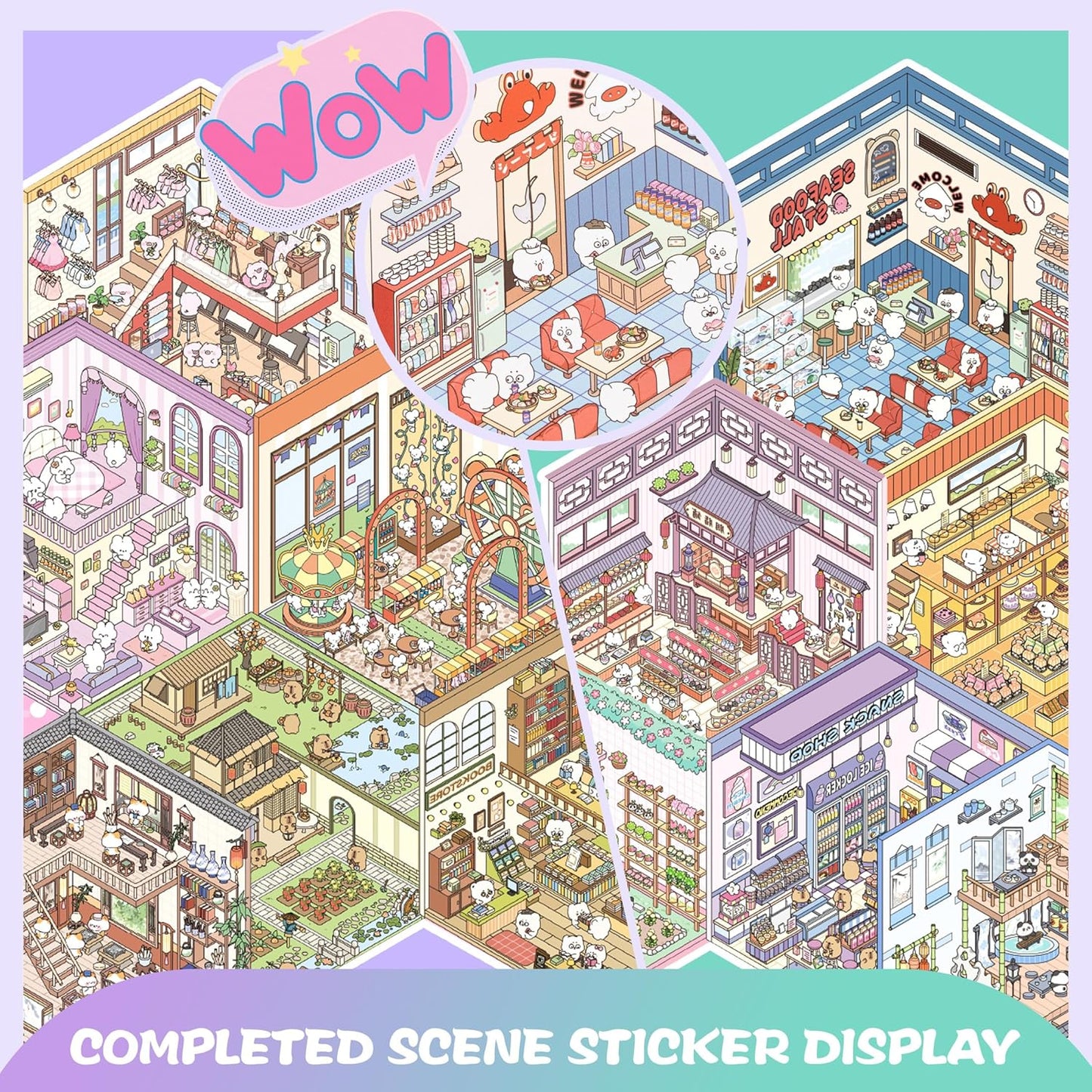 Tiny Animal Life 3D Sticker Material Book – Life in Progress (6 Scenes) | Business Countdown (6 Scenes)